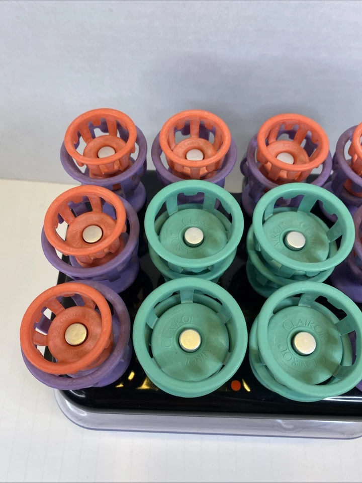 Rizadores de pelo calientes vintage Clairol Lock N Roll concurso 24 carretes BT-3 PROBADO Foto 4 de 4