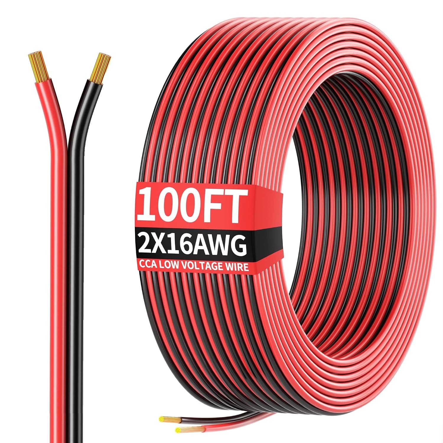 16 Gauge Wire 16awg Automotive Wire Electrical Wire 100ft 2 Conductor Red Black