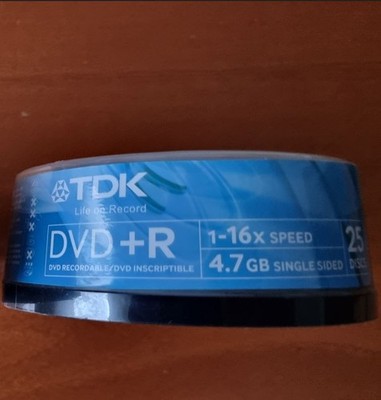 TDK DVD+R Recordable 4.7GB 1-16x Speed 25 Discs Spindle Rohlinge inkl. DHL