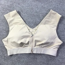 Tommie Copper Shoulder Support Bra Womens XL Beige Zip Front Sports Gym Active