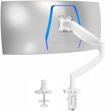 VIVO White Single 40" Ultrawide Computer Monitor Desk Mount, Pneumatic Spring
