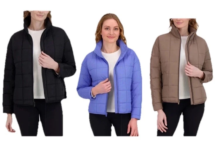 ROXY QUILTED PUFFER JACKET FULL ZIP POCKETS - Blue L, Brown- M, XXL, Black- XL.