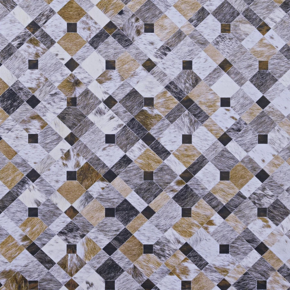 Linon Laredo Granbury Patchwork Polyester Faux Cowhide 5' X 7' Area Rug in Brown - Image 3 of 4