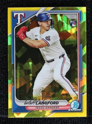 2024 Bowman Chrome Sapphire Yellow 10/75 Wyatt Langford #71 Rookie RC 9su