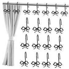 12 Pack Bow Shower Curtain Hooks,Decorative Shower Curtain Hooks for Black