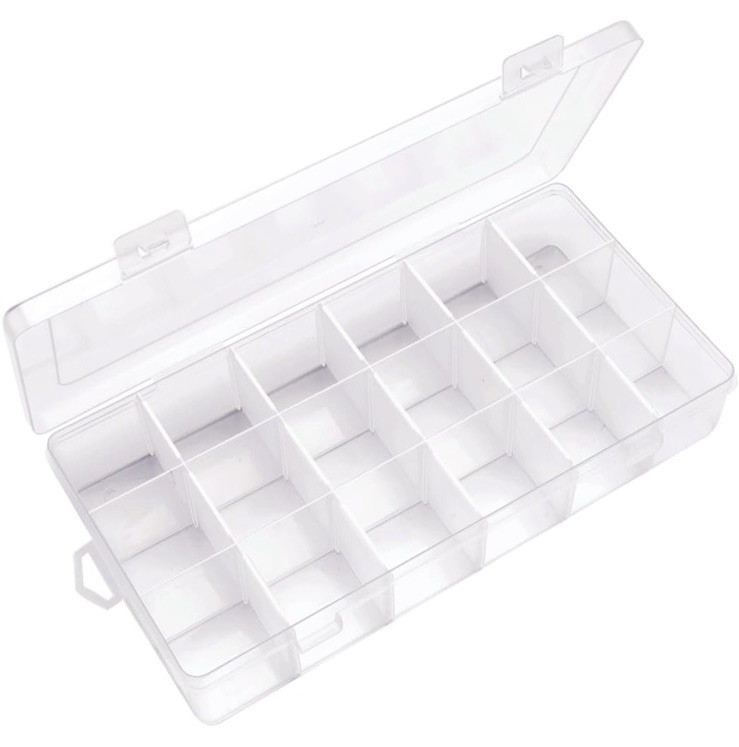 3 Pack 18-Grid Plastic Bead Storage Box for Jewelry Crafts and Tackles