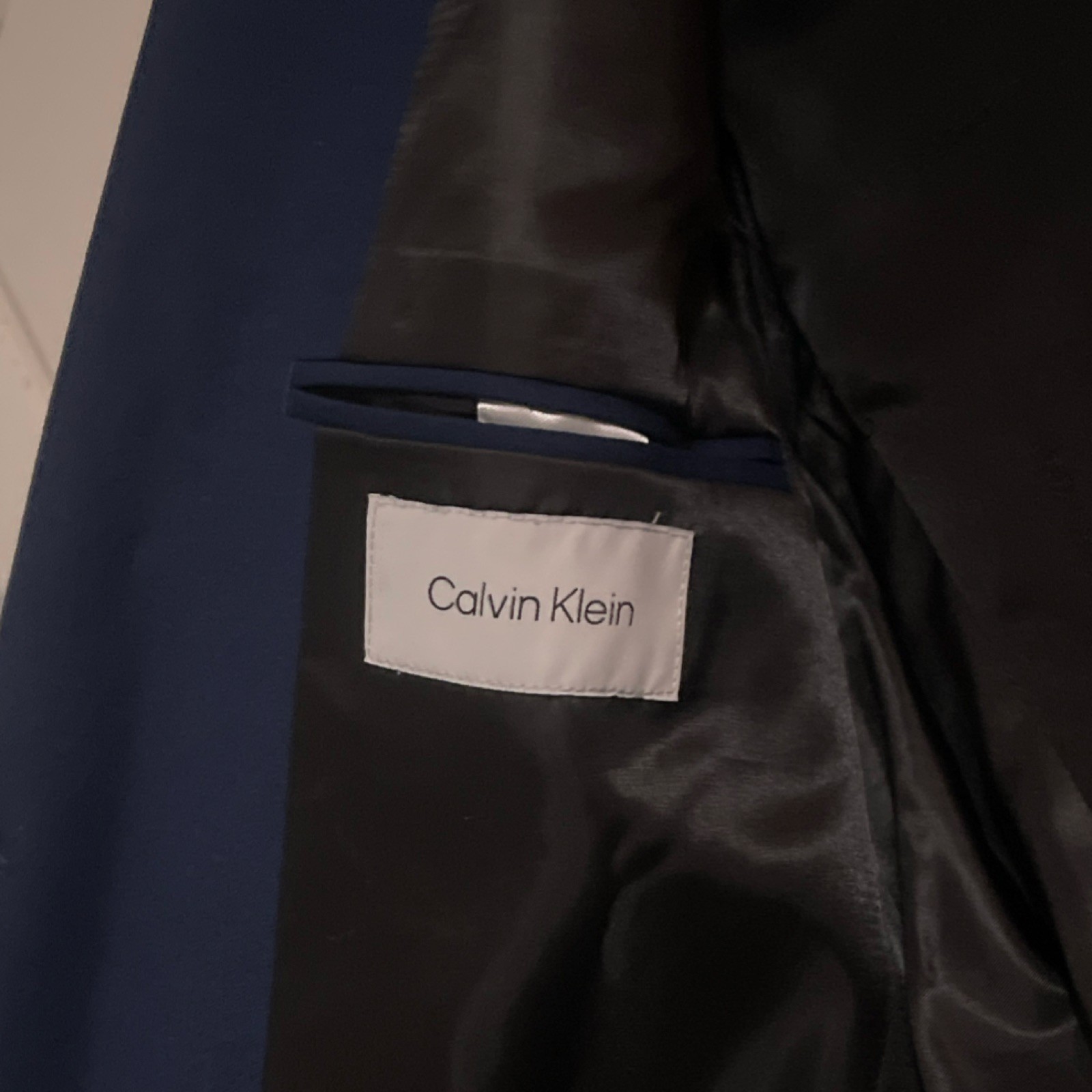 Men's Navy Blue Solid Suit Jacket Two-Button Notc… - image 2