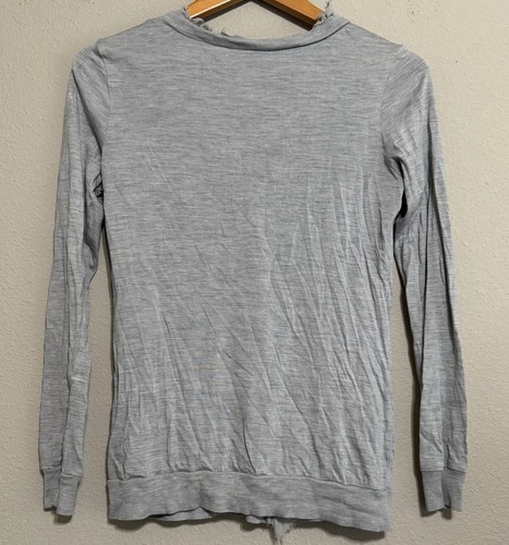 Banana Republic Cardigan Womens Size S Gray Full Button Long Sleeves Silk Trim - Picture 6 of 12