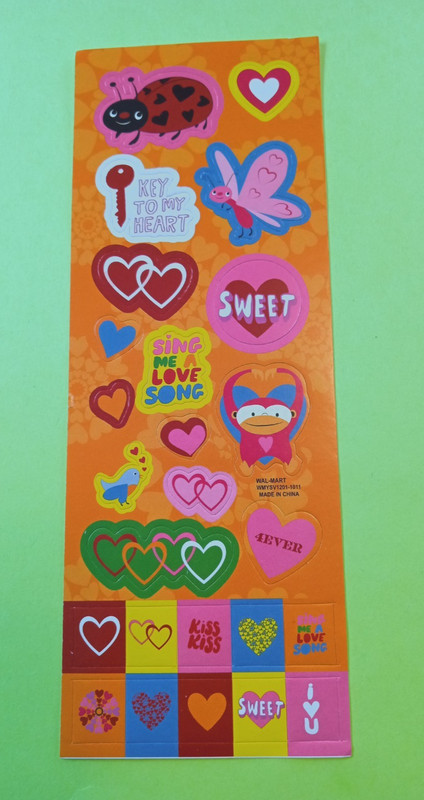 Wal-mart Valentine sticker strip