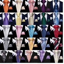 USA Men's Tie Orange Red Plain Necktie Square Hanky Cufflinks Set Wedding