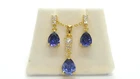 Ladies 9 Ct Gold on 925 Silver Tanzanite & White Sapphire Earring Necklace Set