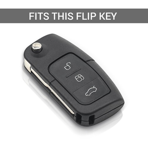Auto Fernbedienung Schlüsselanhänger Abdeckung Etui für Ford Fiesta Focus Mondeo Kuga Puma C-Max SCHWARZ - Bild 2 von 10