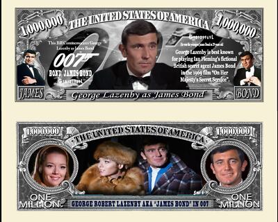 James Bond 007 George Lazenby - -schein Million Dollar US ! Collection Actor