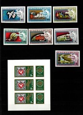 100 Jahre UPU Weltpostverein 1974 Ungarn Blocks + 7 Werte geschnitten postfrisch