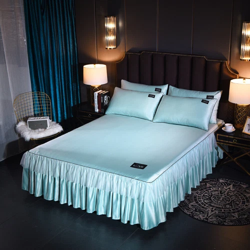 Luxus Satin Seide Bett Rock Staub Rüschen Elegant Bettlaken 14" Drop Queen King - Bild 38 von 41