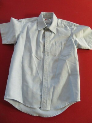RK (FLYNN AND O'HARA) SHORT  SLEEVE BLUE BUTTON DOWN DRESS SHIRT SZ: 10
