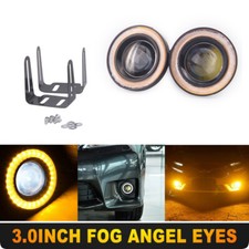 2x 3 Inch Led Fog Light Round Yellow Cob Angel Eyes Halo Drl Driving Car Truck