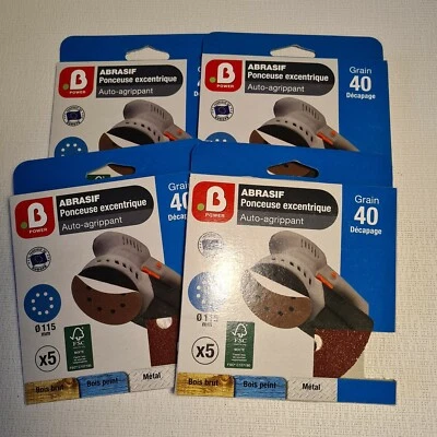 🔅 B POWER 20 DISQUES ponceuse abrasif excentrique auto-agrippant 115 mm gr 40 - Photo 1/4