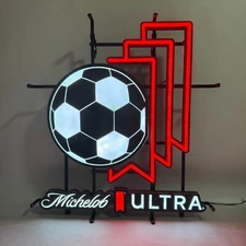 MICHELOB Ultra Beer LED Sign Soccer Light Up with Dimmer Man Cave Bar 24"