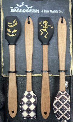 BY CWC HALLOWEEN WOOD HANDLE 4 PACK MINI SPATULA SET | eBay