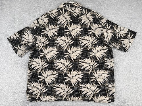 Axis LA Shirt Men 2XL XXL Black Beige Floral Palm Leaf 100% Silk Hawaiian - Picture 12 of 14