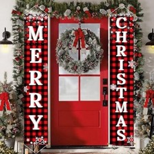 Ivenf Christmas Decorations Outdoor Yard Front Porch Sign Set, Red Black Buffalo