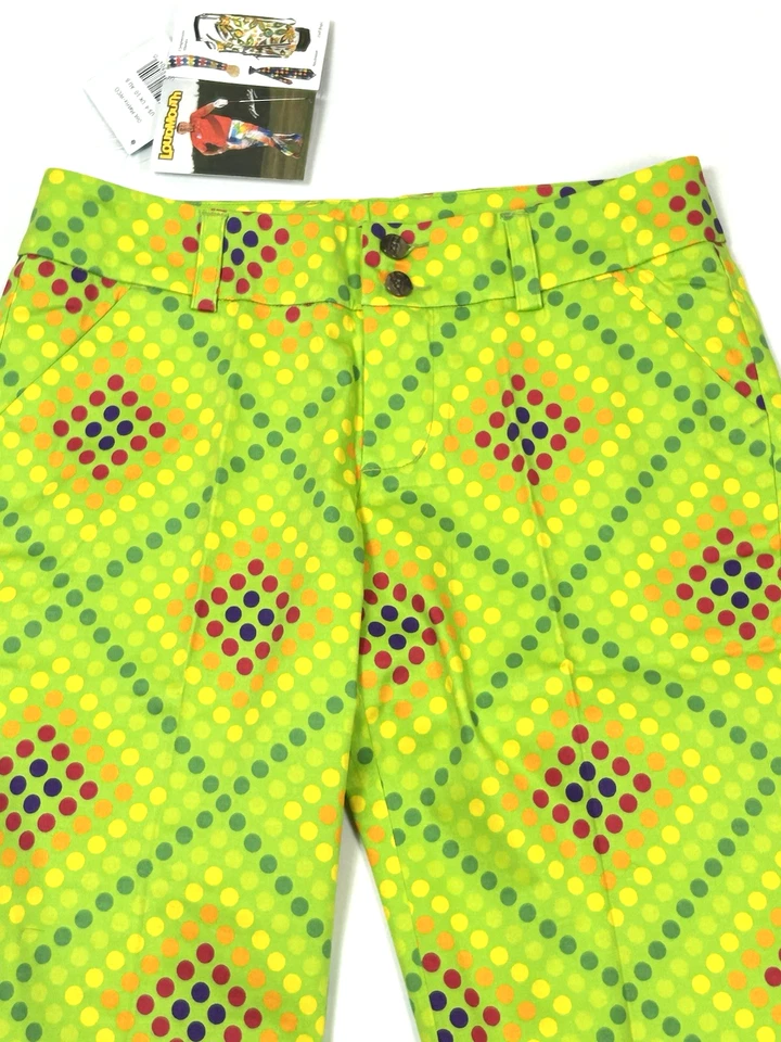 Calça cropped Loudmouth Golf feminina 4 pontos matriz verde multicolorida elástica NOVA - Imagem 4 de 4