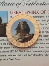 2013 Cook Islands $1 Coin Treasures Of Ancient Egypt GREAT SPHINX Gold Plated