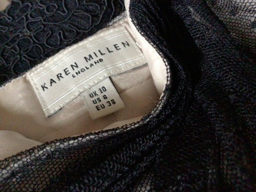 Stunning Karen Millen Black & Nude Lace Halter Neck Cocktail Dress Size 10 - Picture 7 of 8