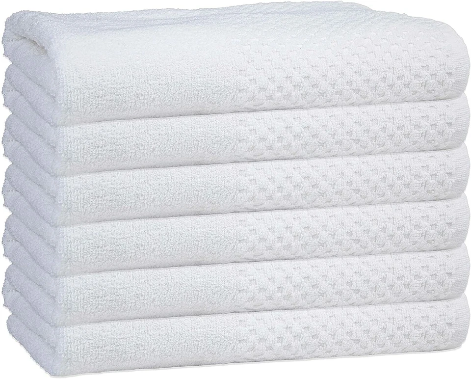 Eclipse Irregular Bath Towels (24"x50", Bulk Case of 24, White) RingSpun Cotton - Image 4 of 4
