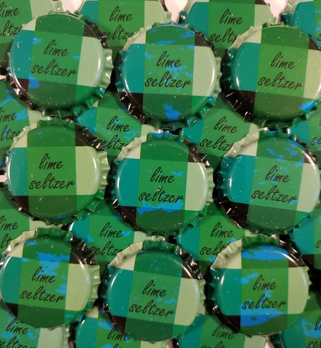 100 Green Beer Bottle Caps Lime Seltzer (New, Uncrimped) Plaid SEE CONDITION - Picture 3 of 6
