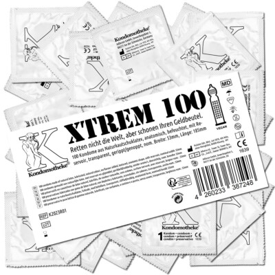Kondomotheke XTREM 100 strukturierte gerippte genoppte Kondome, Vorratspack