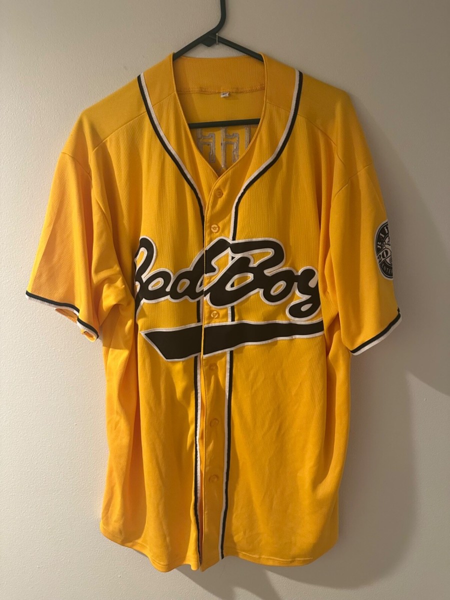 BAD BOY Yellow BIGGIE SMALLS #10 20 Years Baseball Jersey Size 2XL