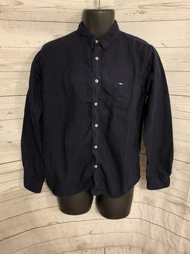SIN DNM Men's Button Front Shirt Navy 