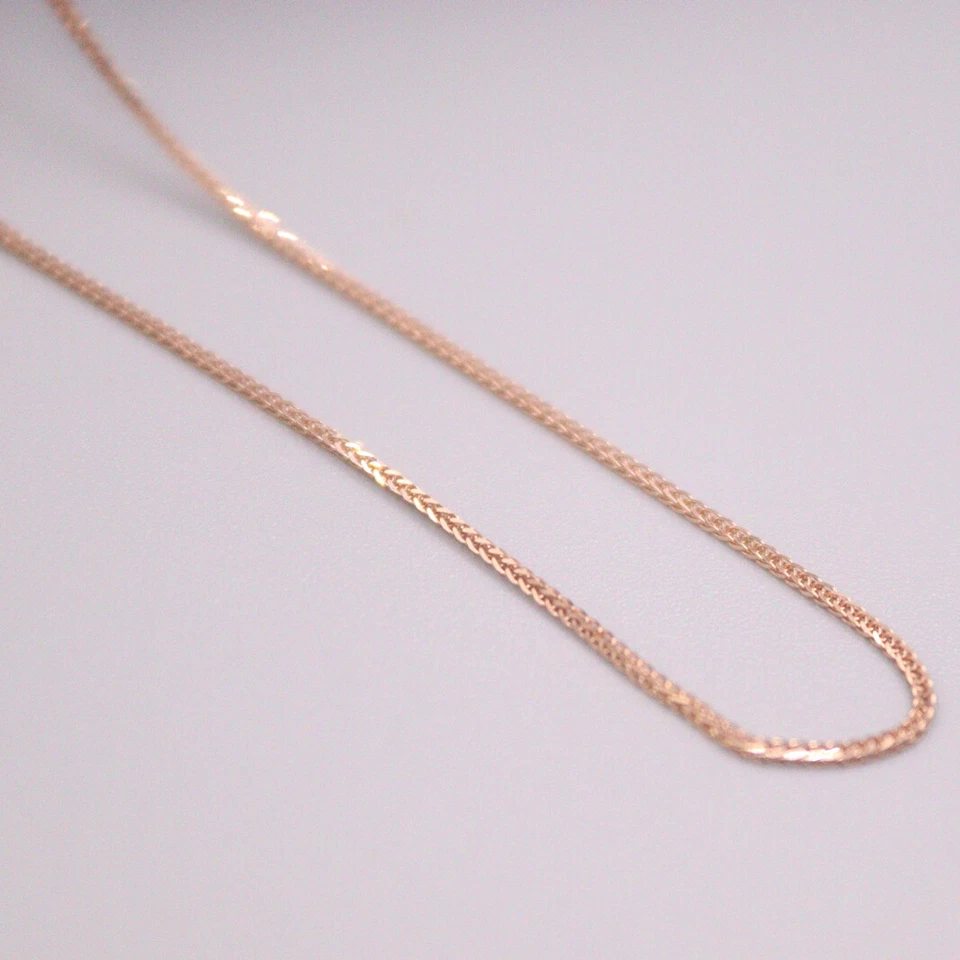 Real Au750 Pure 18K Rose Gold Chain 0.8mm Wheat Link Necklace 1.4-1.6g 17.9inch Foto 3 de 4