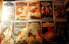 Lot of 10 WALT DISNEY Animated VHS Tapes - Mulan Snow White The Lion King 