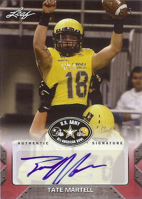 TATE MARTELL - Miami Hurricanes - 2017 Leaf Army AUTOGRAPH RC #'d x/5