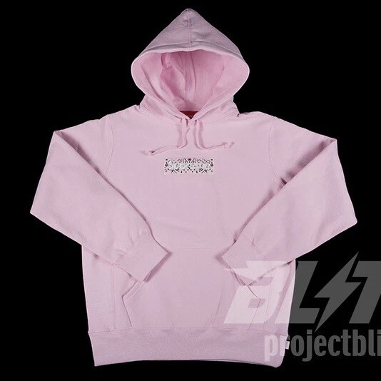 FW19 SUPREME BANDANA BOX LOGO SWEAT À CAPUCHE ROSE TAILLE L LARGE 2019
