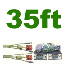 35ft long HQ 4xShield KVM switch box Cable,SVGA/VGA Male~Female,PS2-MM Cord/Wire