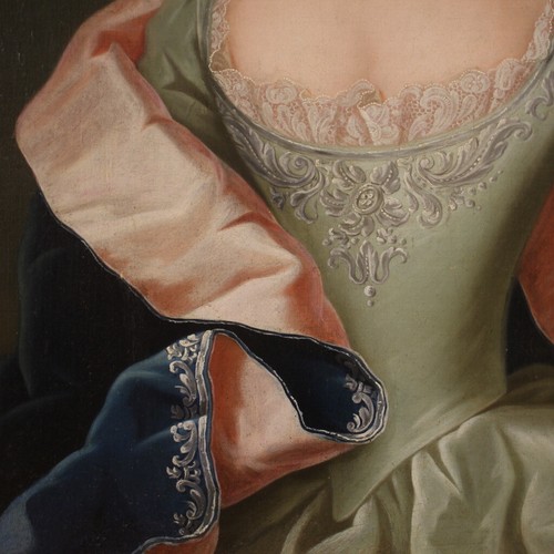 Gentlewoman portrait antique artwork oil on canvas lady painting 19th century - Picture 9 of 12