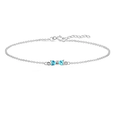 Fußkette Fußkettchen hellblauer Zirkoniastein 925 Silber - Bild 1 von 2