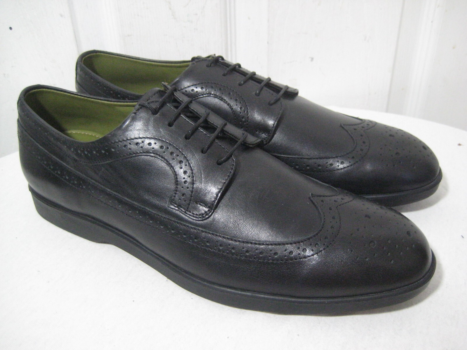 SAOLA Scarpe Oxford Inkerman New York nere in pelle punta ad ala da uomo taglia 11.