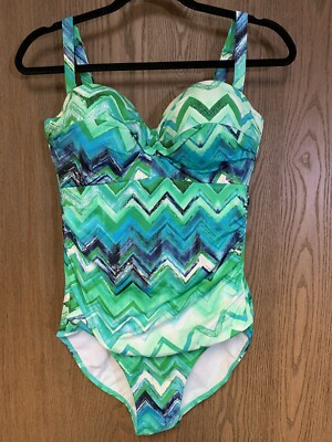 TOGS Swimwear Blue Green Tropical One Piece Swimsuit Women’s 10 nwot | eBay