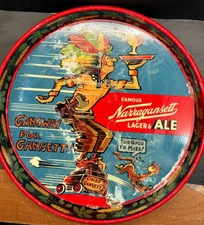 Narragansett Lager & Ale 12" Metal Beer Tray Dr Suess Chief Gansett on Wheels