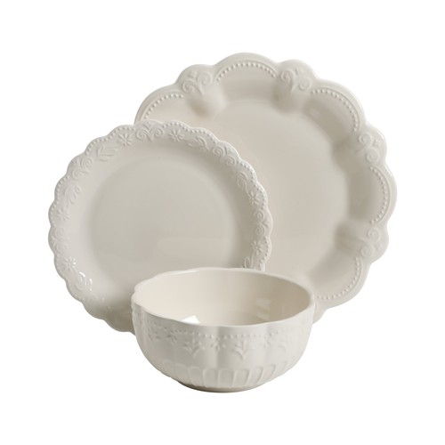 The Pioneer Woman Toni Linen Dinnerware Set 12Piece Dishwasher
