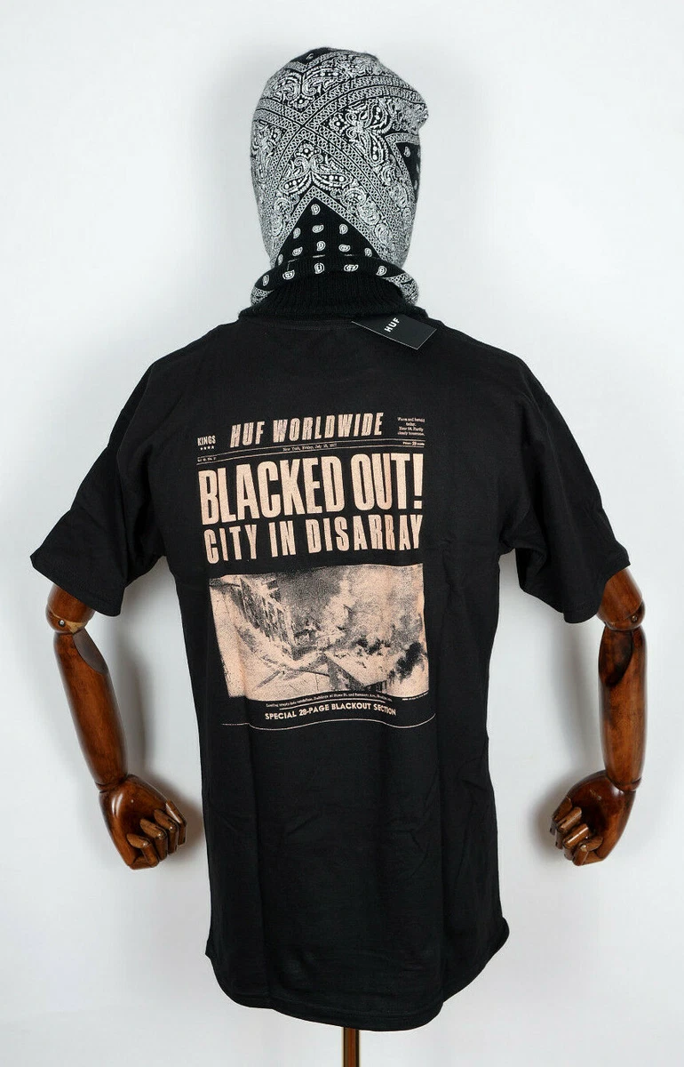 T-shirt HUF Homme Taille L, Marron Rayé, Manches Courtes, Coton, état Très Bon