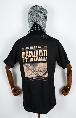 Huf Worldwide Skateboard T-Shirt Tee Blacked Out Black in S