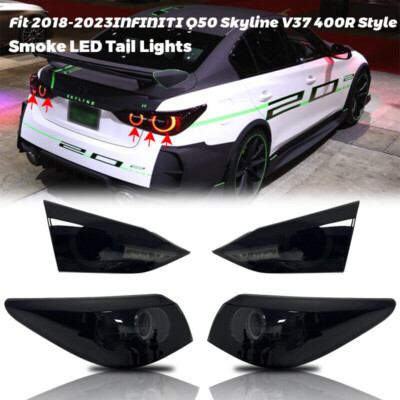 4PCS Fits 2018-2023 INFINITI Q50 Skyline V37 400R Style Smoke LED Tail ...