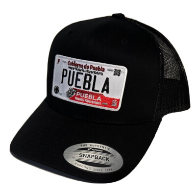 PUEBLA MEXICO HAT MESH TRUCKER BLACK   VISERA DOBLADA SNAP BACK ADJUSTABLE  NEW