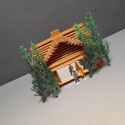 Vintage Holz Stiel Lutscher Stick Haus Alpine Lodge Schmuckstück Box Tramp Kunst